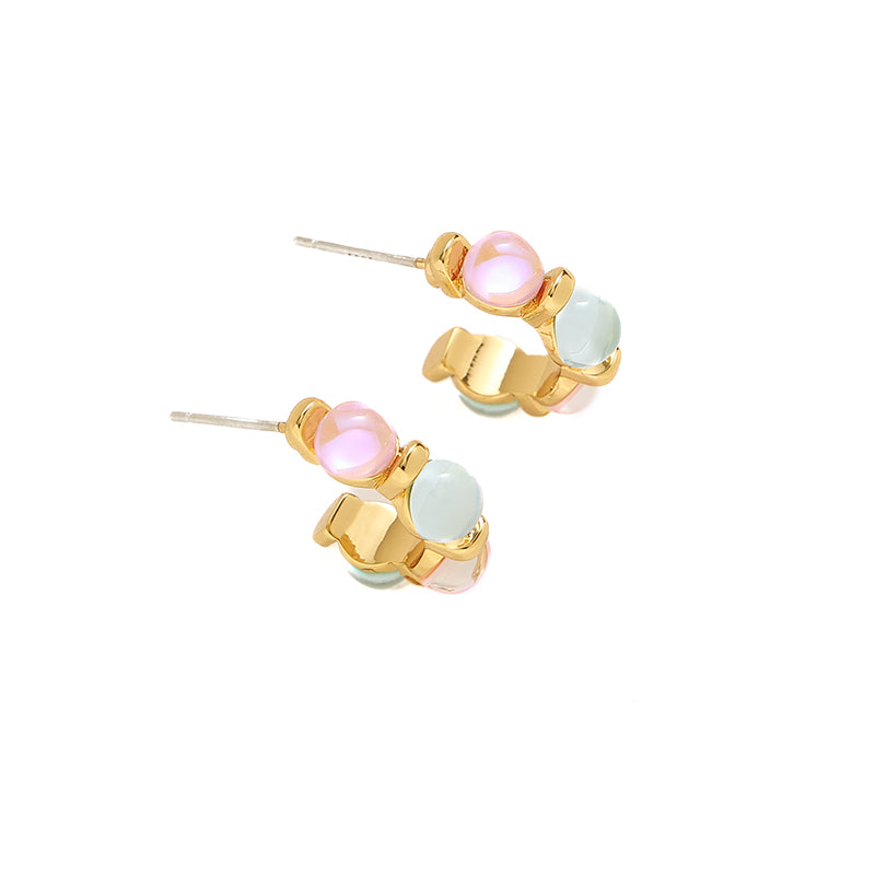18K Gold-Plated Brass Resin Earrings for Women - Gentle and Sweet Girl Design