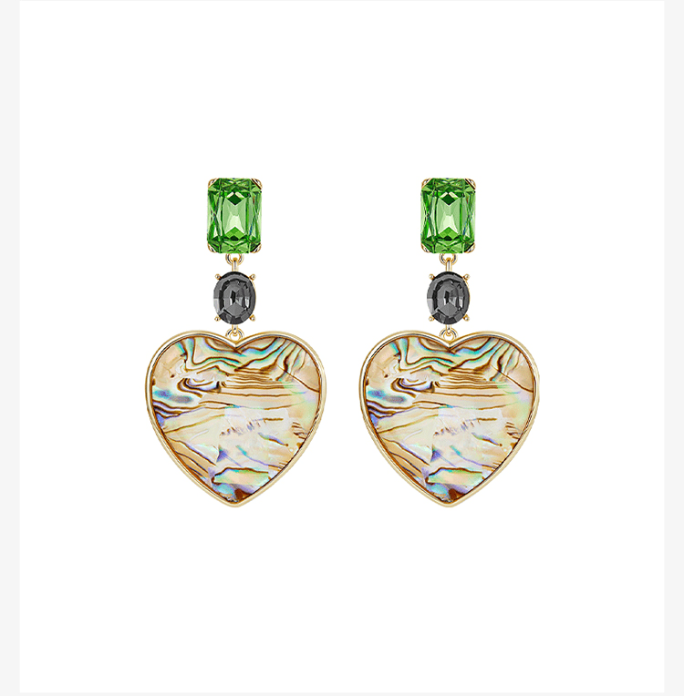 Green Love Oil Painting Earrings: 925 Silver Needle Women's Ear Jewelry