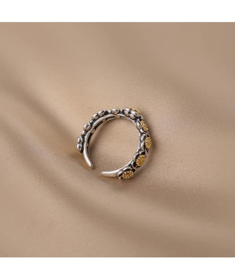 Exquisite vintage floral open adjustable ring