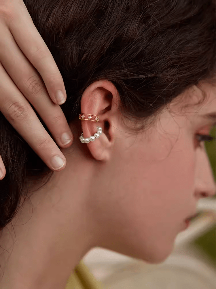 Gold-plated ear clips for women without piercings