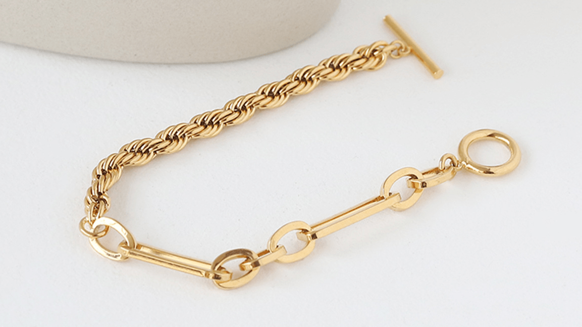 Stylish Braided Chain Bracelet with OT Buckle - Metal Geometric Design