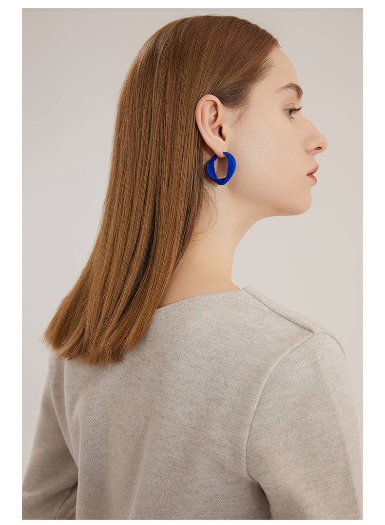 Klein Blue Twisted Rope Earrings - Modern and Elegant Dangle Earrings