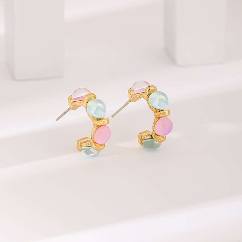 18K Gold-Plated Brass Resin Earrings for Women - Gentle and Sweet Girl Design