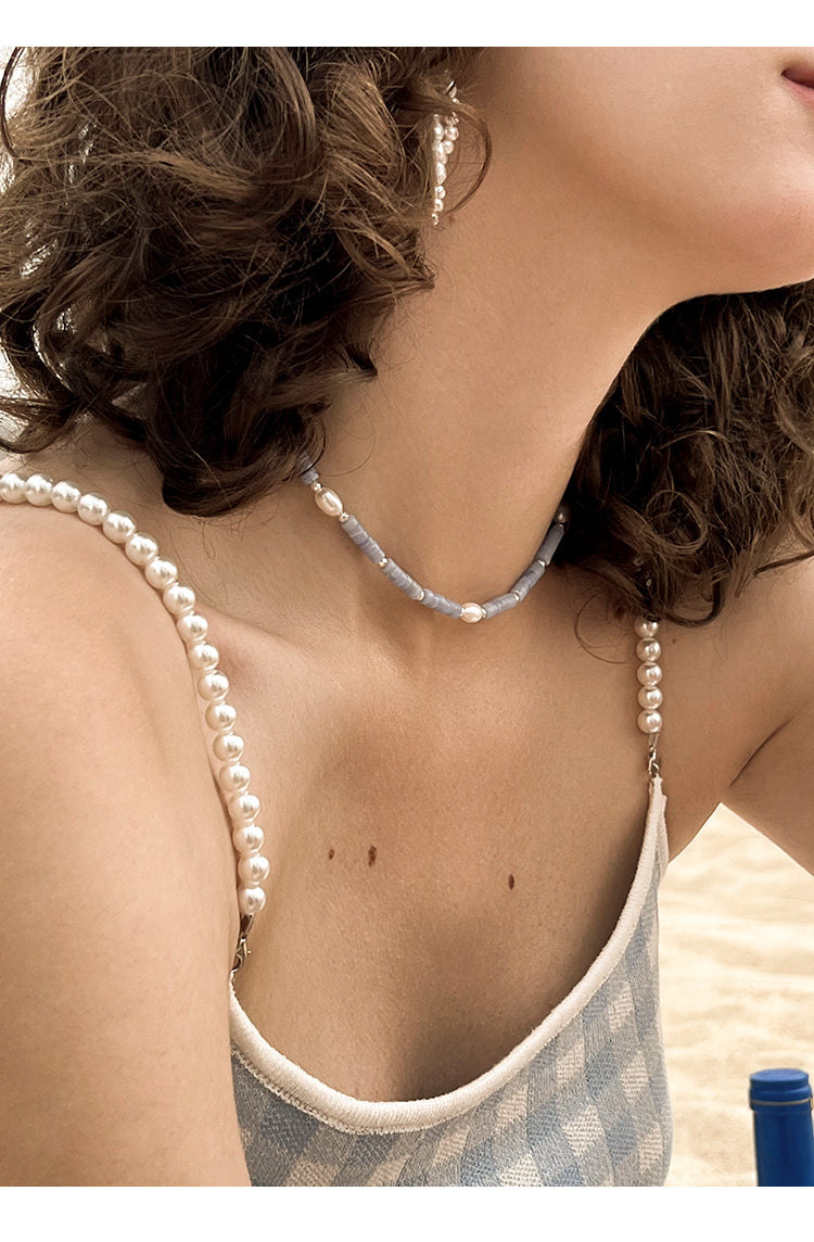 Natural Pearl Necklace with Women's Purple Agate Pendant - Unique Clavicle Chain Jewelry Gift for a Niche Style