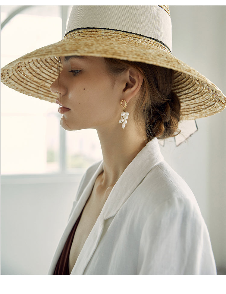 Elegant Long Natural Pearl Earrings for Women - Timeless Beauty