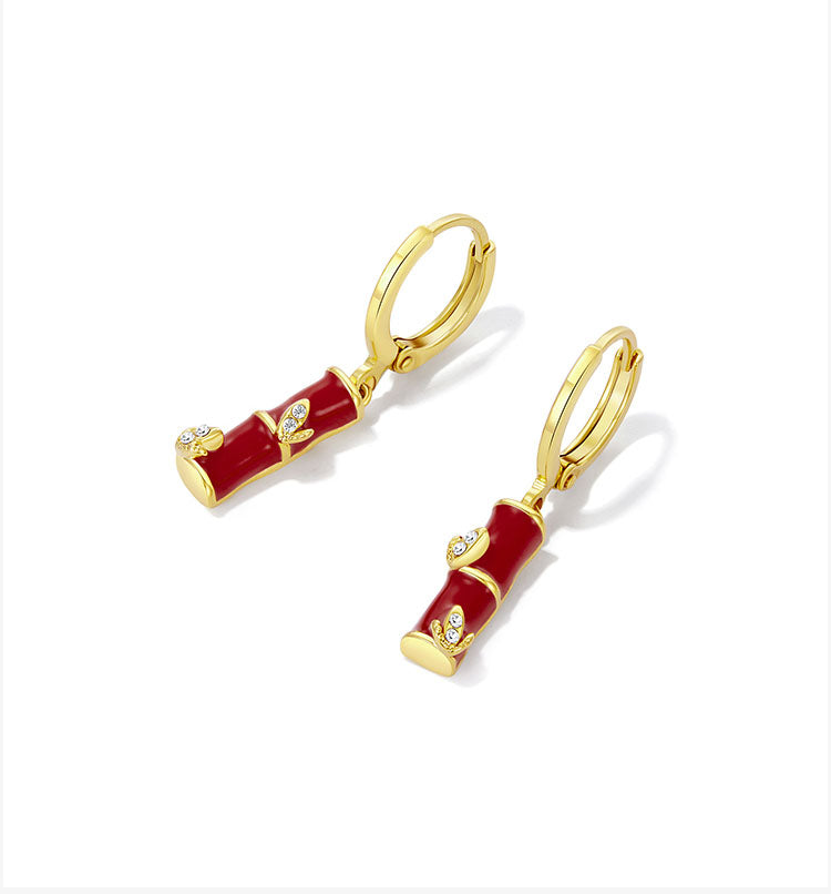 Red Bamboo Earrings