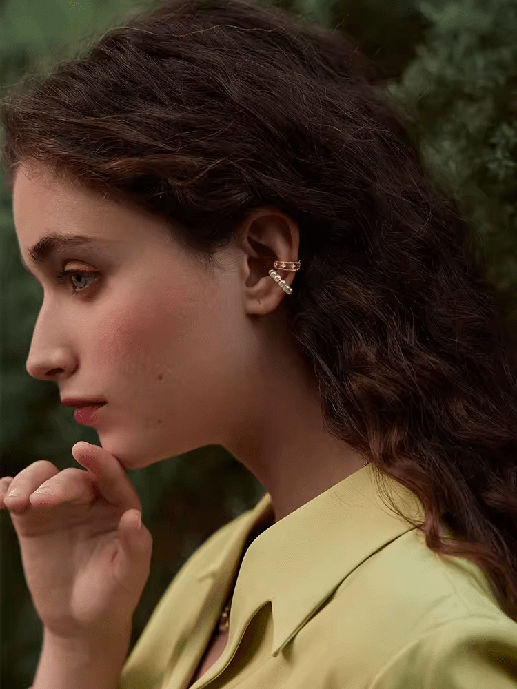 Gold-plated ear clips for women without piercings