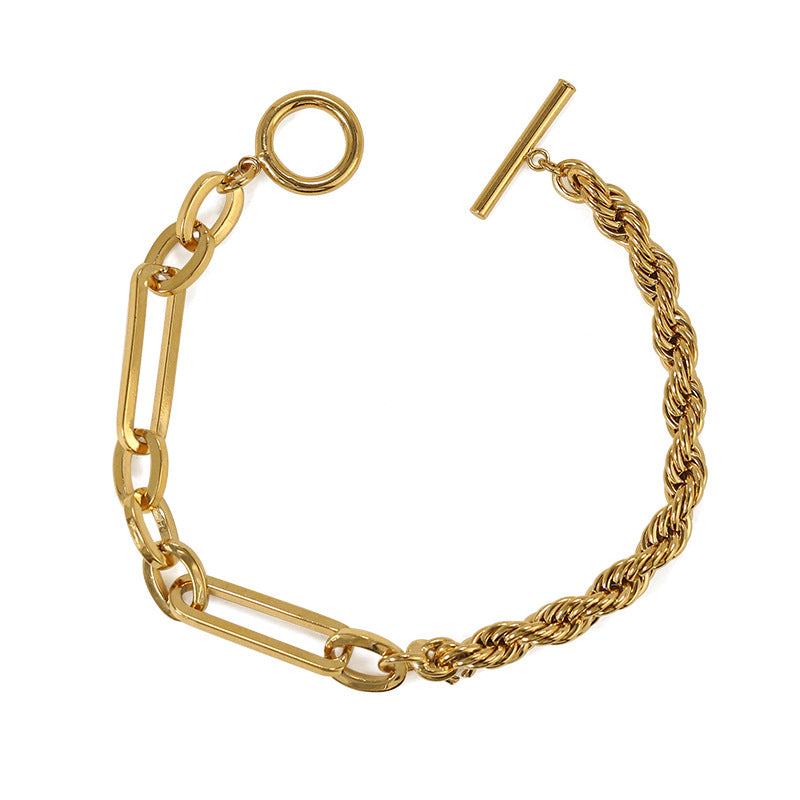 Stylish Braided Chain Bracelet with OT Buckle - Metal Geometric Design