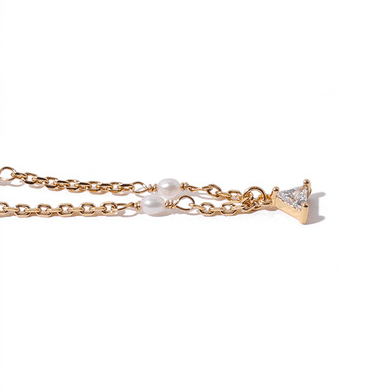 Hexagram Shaped Zircon Pearl Necklace - Elegant Geometric Design with Sparkling Zircon and Lustrous Pearls